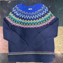 Old Navy Blue Multicolor Crewneck Sweater