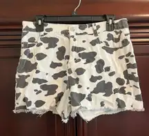 Cow Print Jean Shorts