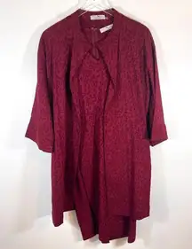 3pc NATORI Burgundy Red Duster Jacket, Dress, Pant Mix Match Outfit size 12