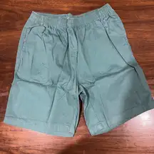 Woman Within Shorts 14 W Elastic Waist Teal Pocket Mom Shorts