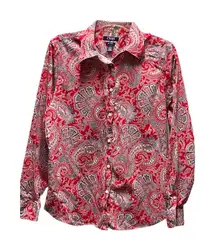 Chaps red paisley button up top size L relaxed fit
