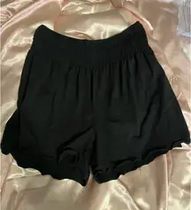 cute black ruffle beach shorts