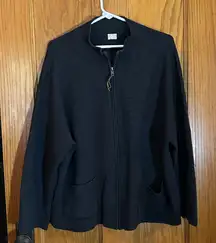 Poetry Full Zip 100% Wool Knitted Sweater Jacket Size 14 Dark Gray