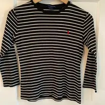 Ralph Lauren  Sport Black and White Long Sleeve Cotton Shirt - Size Small