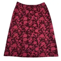 Boden 100% Cotton Twill A-Line Skirt Burgundy Cranberry Floral Size 4