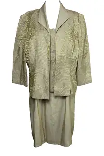 Alex Evenings Women Size 14 (Med) Gold Shimmer Iridescent Dress Jacket‎ Set NWT