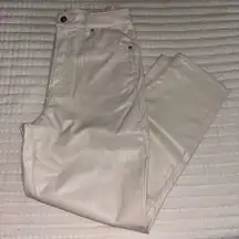 Cream faux leather slim pants 