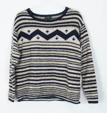 Lauren Ralph Lauren Chevron Striped Wool‎ Blend Sweater Size XL Fair Isle Nordic