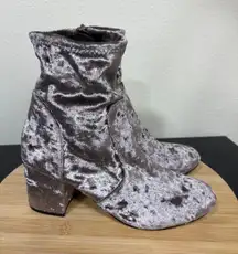 Very Volatile 8 Eclipse Crushed Velvet Shiny Boots High Heels Ankle Block Heel