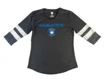 MLS Charlotte FC Women's 3/4 Length Sleeve Tri-Blend T-Shirt in Grey, Medium