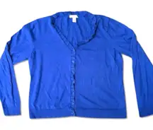 Women's Kenneth Cole Reaction Cobalt Blue Ruffled Cardigan size XL