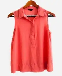forever 21 Tank Top S Collar Pullover Half Button Placket Coral Salmon Pink