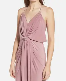 MISA LOS ANGELES Domino Tie Front Midi Dress in Blush pink. Size XS.