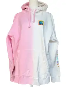 Teddy Fresh Pink and White Wavy‎ Dip Dye Hoodie Sz M