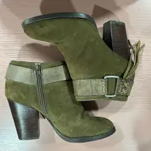 Kensie Masola Olive Suede Leather Ankle Boots