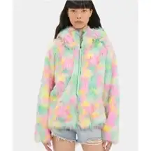Ugg Womens Clove Faux Fur Oversized Jacket Lemon Lime Aura Sz XS/S NWT