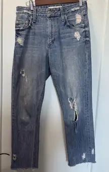 Tularosa Revolve Hailey Straight Jean Distressed Krabi Blue High Waist Rise 26‎