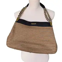 Eric Javits Gold-Tone Raffia Straw Tote Handbag