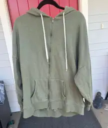 Green Oversized Zip Up Hoodie