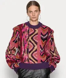 NWOT FARM Rio Striped Colorful Patchwork Sweater Size Small