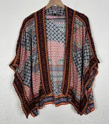 Tolani Embroidered Kimono Sleeve Open Front Top Boho One Size
