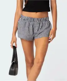Edikted Plaid Black and White Gingham Shorts Elastic Waist Boxer
