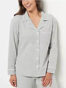 Rebecca Minkoff Notch Collar Pajama Set Gray White Cotton Size Medium NWT Comfy