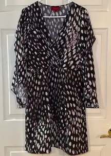 Jennifer Lopez Flutter Sleeve Cross Purple‎ Black Front Dress Size 8