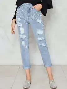 NWT  Pearl Distressed High Waist Jeans