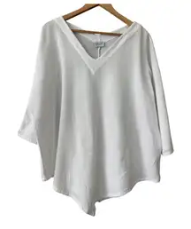 Oh my Gauze Lynn Cotton Gauze Blouse Snow Size 3 V Neck XXL Lagenlook