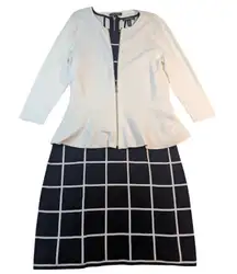 Lauren Ralph Lauren Knit Dress Jacket Set – XL Black White Grid