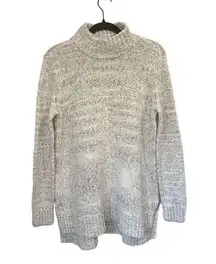 L. L. Bean Signature Women's High Mock Neck Cotton Blend Knit Sweater Grey sz. L