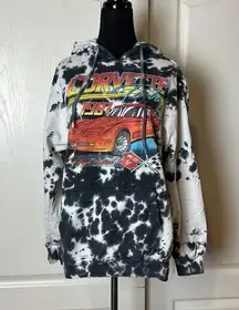 CORVETTE GREY TIE DYE GRAPHIC HOODIE