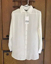Zara long sleeve off white shirt size XS 