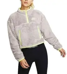 Womens NSW 1/4-Zip Sherpa Fleece Crop Top Small