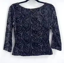 Vintage NWT hanky panky embellished velvet blouse top small