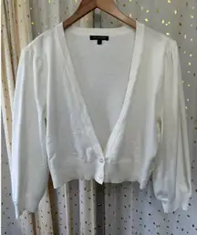 NWOT Tint & Shadow Puff Bubble Sleeve Plunge V Neck Two Button Crop Cardigan L