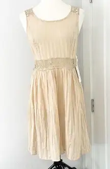 New Altar'd State Small Tan Beige Sleeveless Sheer Crochet Lace Tank Dress