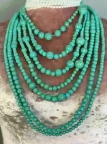 Turquoise 7 Layer Beaded Women's Necklace (309)