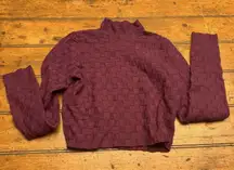 La Hearts Mock‎ Neck Cropped Top Long Sleeve Womens S Burgundy
