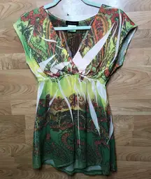 FLEURISH SIZE SMALL SURPLICE PEPLUM SHEER TOP