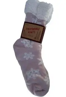 Treehouse Knits Pink Sherpa Lined Cozy Lounge Socks Gripper Non Slip Sz 9-11 New