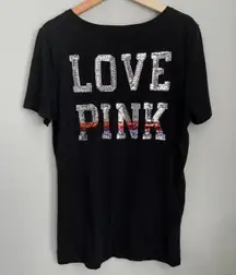 PINK - Victoria's Secret VS PINK Rainbow Bling Shirt Lg