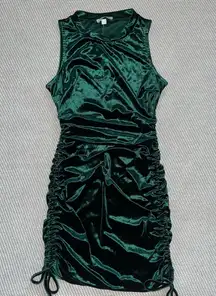 Women’s Speechless Emerald Green Velvet Bodycon Mini Dress XS Ruched Mock Neck