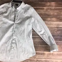 LIGHT BLUE POPLIN BASIC WORK STRIPE BUTTON UP SHIRT