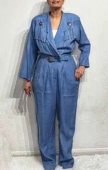 Rabbit Rabbit Rabbit Chambray Vintage Fringe Jumpsuit Sz M