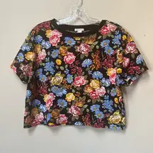 Forever 21  Women’s Colorful Rainbow Floral Crop Top Tshirt 100% Cotton Large