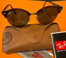 Ray-Ban Clubround Green Lens Tortoise Gold Frame Unisex Sunglasses RB4246 990 51