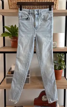 We The Free Free People Mid-Rise Raw Hem Light Wash Ankle Jeans, 27