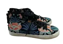 Rebecca Minkoff Zaina Sneakers Shoes Size 6.5 Floral Embroidered High Top Black